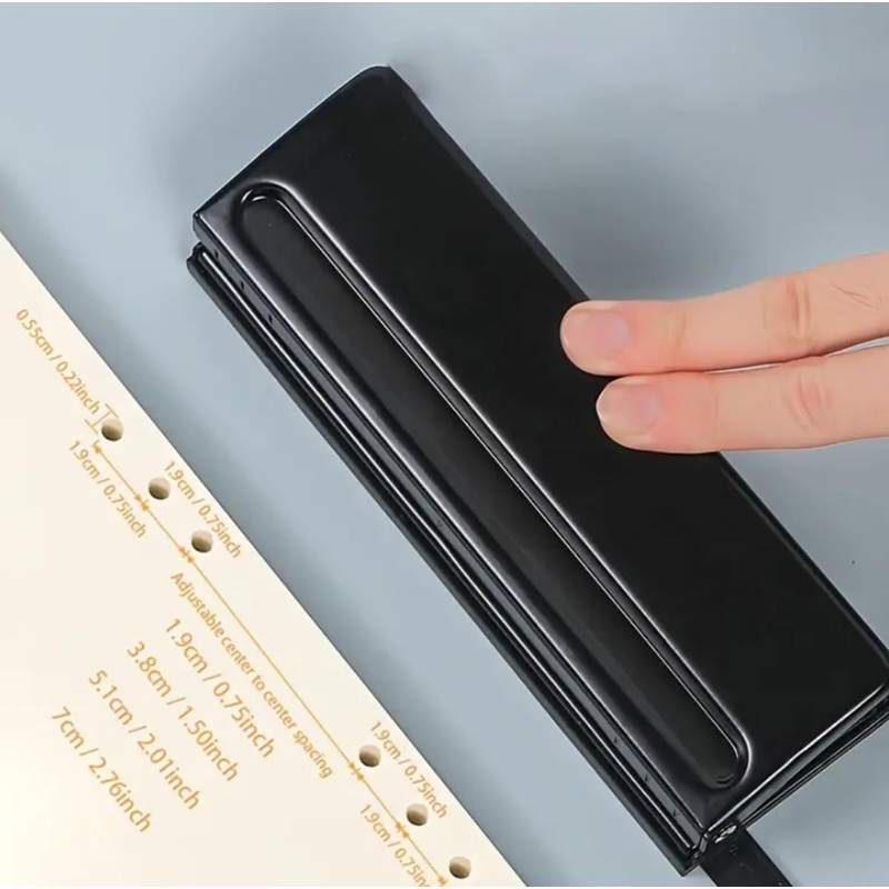 6-Hole Desktop Puncher, A5 Ring Binder Hole Punch Adjustable Spacing
