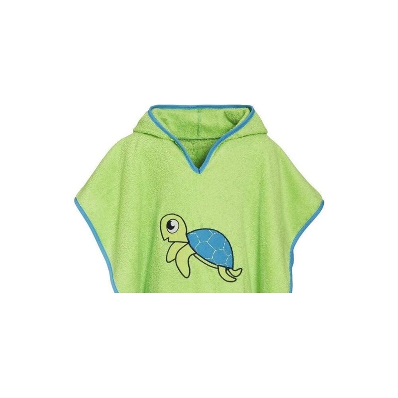 Playshoes Boy's Kinder Frottee-Poncho, Badeponcho Schildkröte mit Kapuze Bathrobe, Green