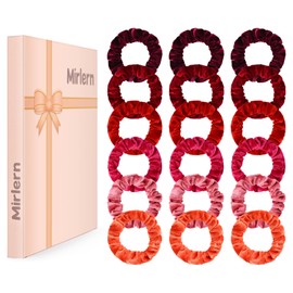 Mirlern 18-Piece Small Velvet Scrunchies for Women and Girls, Elastic Mini Thin Hair Ties for Thick and Thin Hair, Soft Ponytail Holders Hair Accessories Ropes (Red)