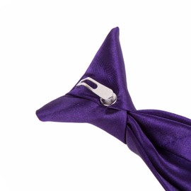 Wide 3" Satin Solid Colour Plain Safety Clip On Tie (Cadbury's Purple)