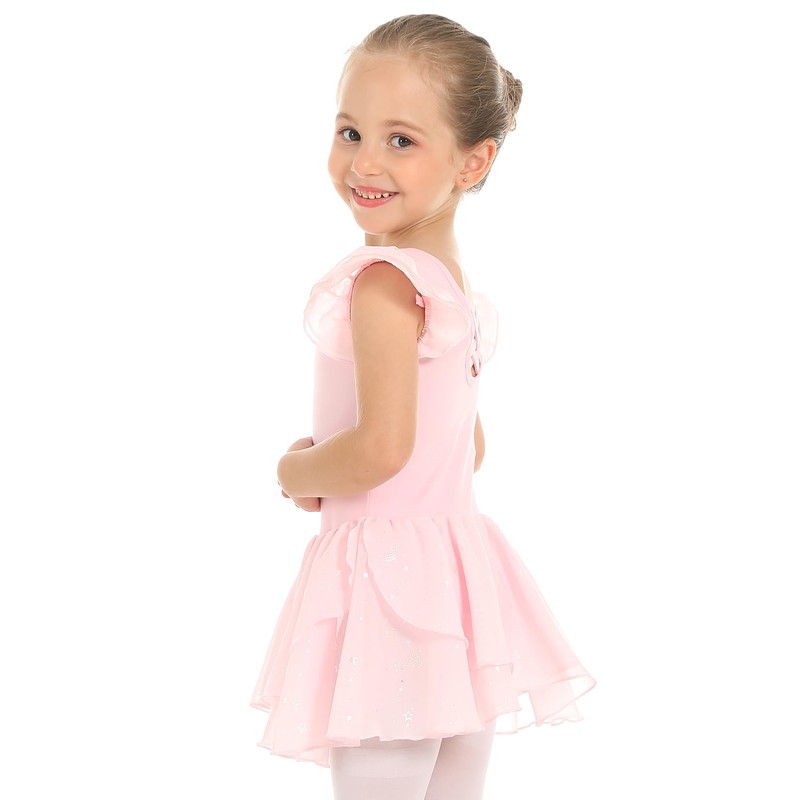 Maillot de ballet sin mangas para niñas con falda, estampado