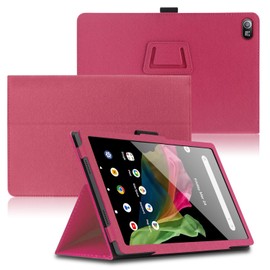 Keihok Case for Acer Iconia Tab A10 10.1 inch Tablet Cover with Hand Strap and Pencil Holder, Folding Stand Flip Case for Acer Iconia Tab A10. (Deep Pink)