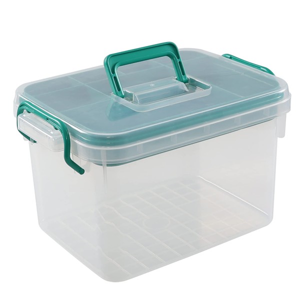 Vababa Clear First Aid Box, Plastic Storage Container with Locking Lid & Handle