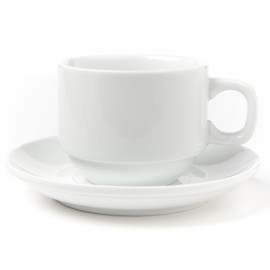 HUJI Stack-able Porcelain 4 Ounces Espresso Turkish Coffee Cups and Saucer with Chrome Rack (1)