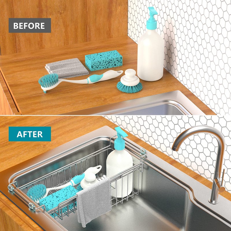 FavoThings Over The Kitchen Sink Caddy Sponge Holder Organizer Drying
