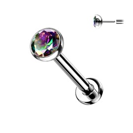 Pierced Owl - 20G Extra Petite 6mm Barbell Implant Grade Titanium Threadless Push-in 2mm Crystal Flat Back Stud, Titanium, Cubic Zirconia, cubic-zirconia