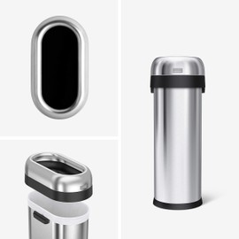 simplehuman 50 Liter / 13.2 Gallon Slim Open Top Trash Can, Commercial Grade Heavy Gauge Brushed Stainless Steel