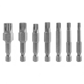 7 Pcs Besgle Triple Square Spline Bit Set, 1/4" Hex Shank 12-Point Magnetic Torx Screwdriver Bits, Quick Change Spline Drive Bits, M4 M5 M6 M7 M8 M10 M12