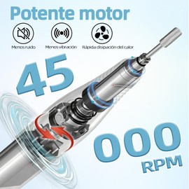 Esmerl para Uñas Eléctrica,Drill para Uñas Profesional 45000 rpm de Velocidad Ajustable con base de soporte,6 Drill Multifunción,Drill para Uñas Profesional de bajo ruido para uso doméstico y salón.