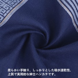 HDCMLF Handkerchief, Men's Handkerchief, Businessman, Handkerchief, Men's, 100% Cotton, Checkered Pattern, Gentlemen, Father's Day, Casual, Gift, Present, 16.9 x 16.9 inches (43 x 43 cm), Set, S-4