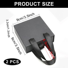 Rimoev 2 Pcs Jewelry Gift Box, 3.5×3.5x1.3Inch Cardboard Jewelry Boxes, Small Gift Boxes for Jewelry, Small Bracelet Gift Box, Paper jewelry gift boxes for Necklace Ring Earring Display Box (Black)