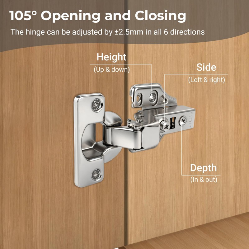 VIPMOON 4Pack Inset Soft Close Cabinet Hinges-35mm Concealed Hydraulic Slow