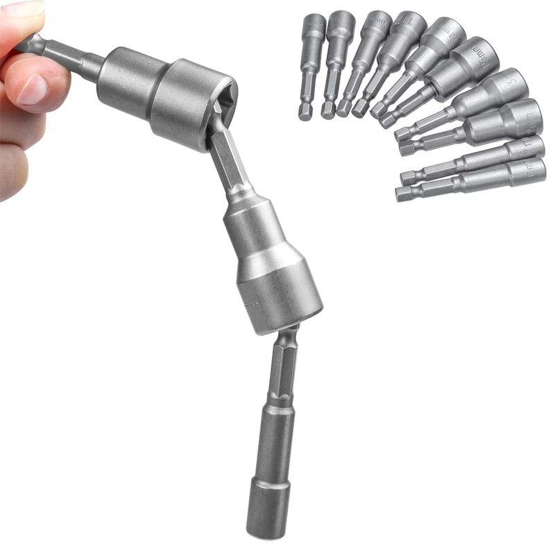 Bestgle 10 Pcs Magnetic Nut Setter Driver Drill Bit Set,