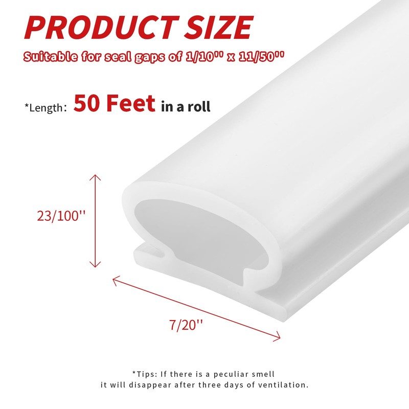 Fingwerk 50 Feet D-Shape Rubber Weather Stripping Door Seal Strip,