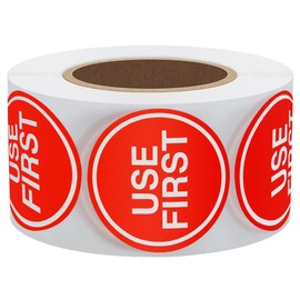 Hylabelest USE First Trilingual Removable Label 1.5 Inch Freezer Stickers Total 500 Labels Per Roll (Red Line)