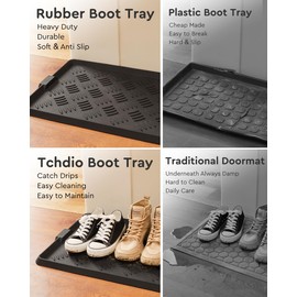 tchdio Extra Large Boot Tray Rubber Boot Tray, Non Slip Shoe Tray for Entryway, Multipurpose Boot Mat Tray, Durable Entryway Mud Mat Tray for Front Door Mat, 16x47.5 Inches