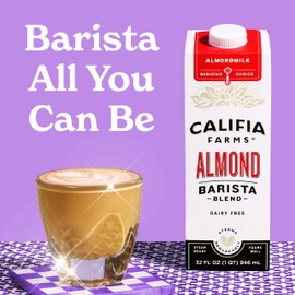 Califia Farms - Original Almond Barista Blend Almond Milk 32 Oz (Pack Of 6), Shelf Stable, Dairy Free, Plant Based, Vegan, Gluten Free, Non GMO, High Calcium, Milk Frother, Creamer