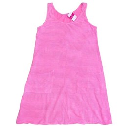 FRESH PRODUCE Small Cosmos Pink $75 Pinstripe Drape Cotton Jersey Dress NWT S