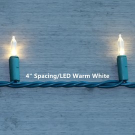 JinBest 100 LED Warm White Green Wire String Lights, UL Certified and Commercial Decorative Lights String, for Indoor Outdoor Christmas Trees, Patio, Trees.