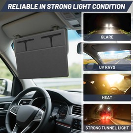 ZDDGNN Car Sun Visor Extender, Adjustable Sun Visor Protects from Anti-Glare, UV Rays Blocker Window Windshield Sunshade Extender for Car SUV Grey