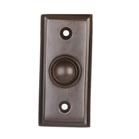A29 Oil Rubbed Bronze Antique Doorbell Button – 2 1/2" x 1 1/7" – Brass Decorative Design with Recess Mount, Wired for Standard Two-Wire Chimes, Weather Resistant, Easy DIY Installation