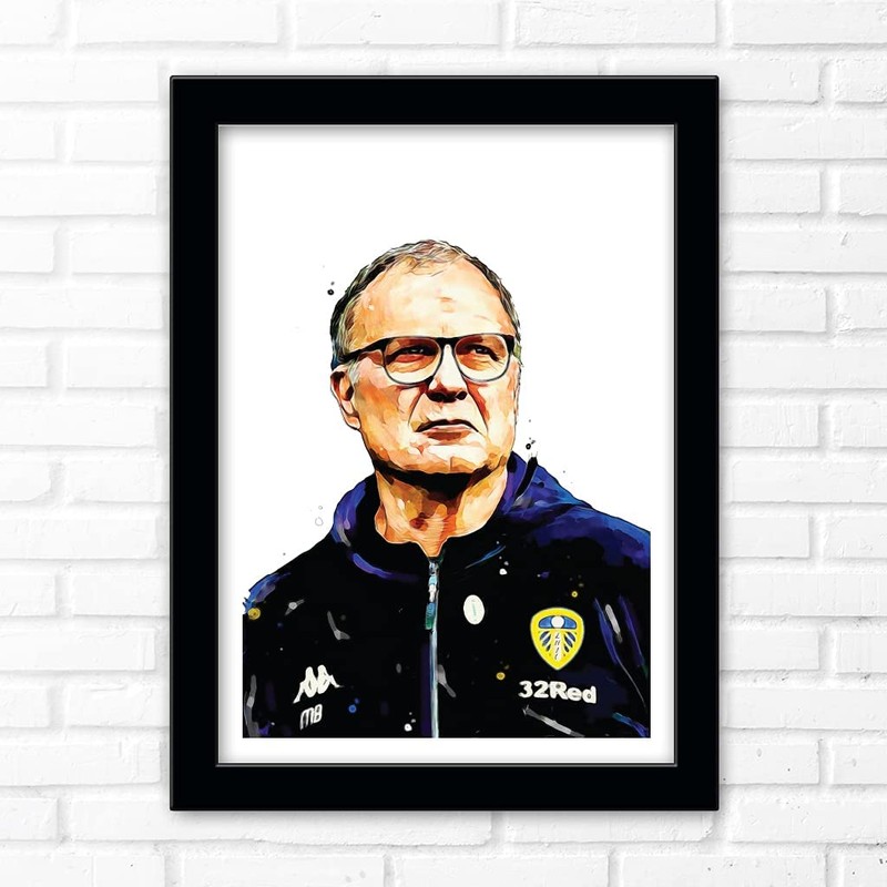 LEEDS United - Marcelo BIELSA Framed Illustration Print Poster