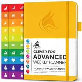 Clever Fox Advanced Weekly Planner – Undated Life Goal Planner for Daily Productivity & Time Management – Day Organizer Journal – Hardcover A5, Amber Yellow