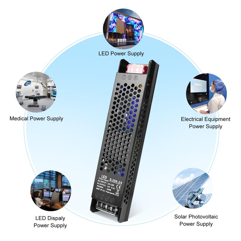 inShareplus DC 24V 8.5A 200W Switching Power Supply, AC 110~250V
