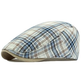 Plaid Newsboy Hats Flat Cap for Men Women Adjustable Lightweight Ivy Catsby Cabbie Driving Hat (US, Alpha, One Size, plaid-04-blue)