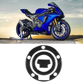 Qiilu Carbon Fibre Motorcycle Fuel Cap Pad Cover, Motorcycle Tank Sticker, Motorcycle Fuel Cap Sticker for YZF-R1 R6 (Black)
