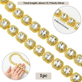 SOFPLATE 1 Box 15.75 Zoll/40cm Goldene Tenniskette Mit Strasssteinen Tenniskette Kubanisches Quadrat Klares Glas Diamant Zirkonia Legierung Iced Out Mehrlagige Halskette Für Party Abschlussball Gesche