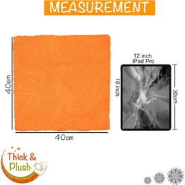 Towelogy Multipurpose Microfibre Car Cleaning Cloths Edgeless for Auto Finishing Detailing Polishing Washing and Drying 40x40cm (Orange, 4)