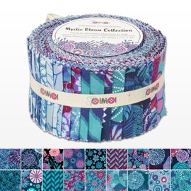 Soimoi Jelly Roll 40 Strip Assorted Bundle, Fabric Strips for Quilting, Crafting, 100% Cotton Fabric Jelly Roll Bundle for Scrapbooking, Precut Quilt Projects, DIY Crafts- Mystic Bloom Collection