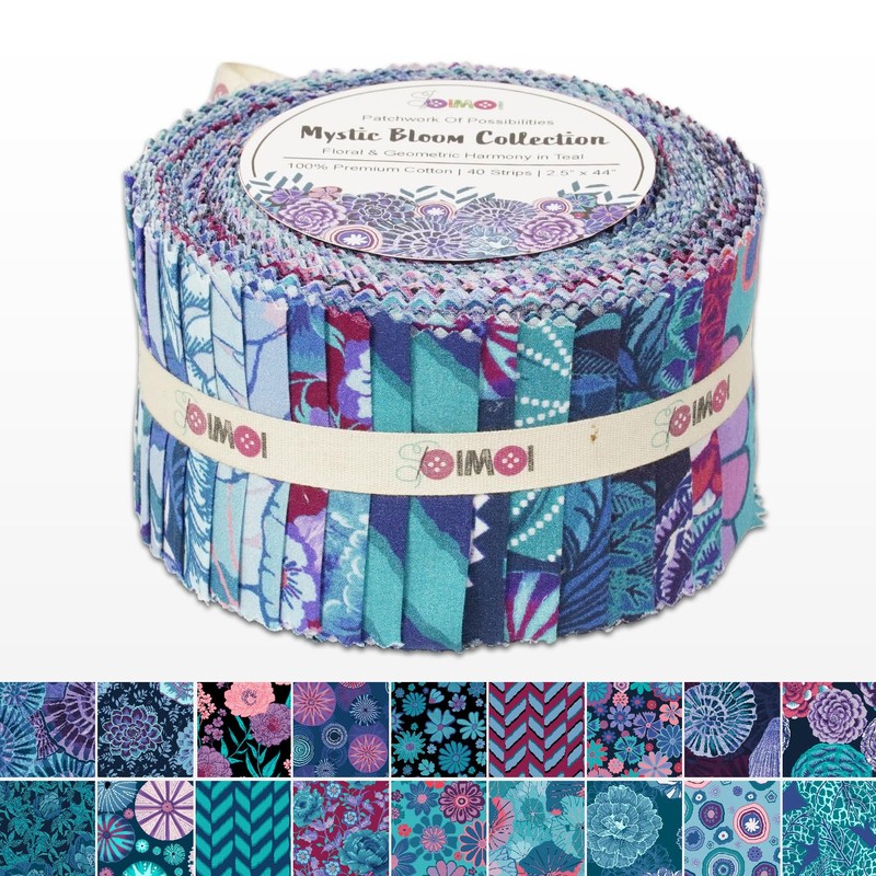 Soimoi Jelly Roll 40 Strip Assorted Bundle, Fabric Strips for