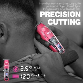 DSP® Hair Clipper, Trimmer Kit for Men Professional Barber Set for Hair and Beard Cutting Zero Gap Beard Trimmer, with LED Display (Pink)