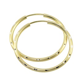 Women's Hoop Earrings 925 Sterling Silver Gold-Plated 30 mm, Genuine 925 silver, No Gemstone