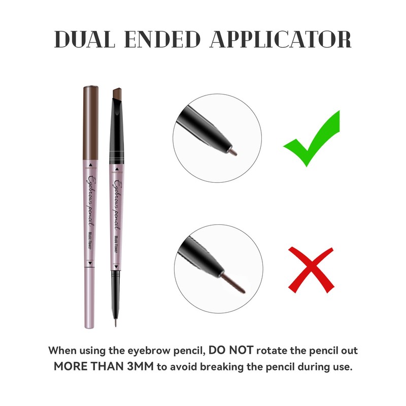 Music Flower Eyebrow Pencil Double Ended, Waterproof Natural Brow Enhancing