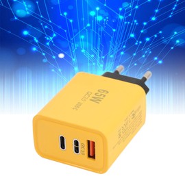 VGEBY USB C Charger Block GaN 65W 3-Port PD Power Supply QC3.0 Wall Plug in Dual Type C Single USB Fast Charge for IOS (EU Plug) VGEBYiegn049qz7-11