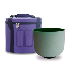 KVKA 432 Hz Heart Chakra Crystal Singing Bowl Green Color Singing Bowls F Note 8 Inch With Carrying Case (432hz, F Note Heart Chakra)