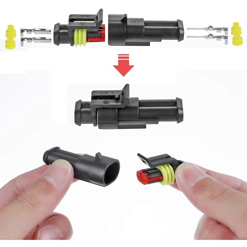RUNCCI-YUN 10 Kit 2 Pin Waterproof Electrical Connector Kit, Car