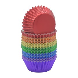 Huaswan Rainbow Foil Cupcake Liners Standard Paper-Lined Baking Cups for Birthday and Party, 240-Count