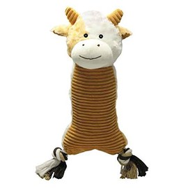 Zanies Farm Folks Dog Toy Soft Corduroy Squeak Toys - Cow Rabbit Sheep Or All 3 Toys(Cow)