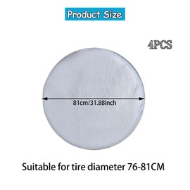 Yharnamite 4 Pcs Durable 420D Oxford Cloth Wheel Covers, Tire Covers for Winter, Spare Tire, and Snow Protection - Perfect for Long-Term Storage or Everyday Use (76-81CM)