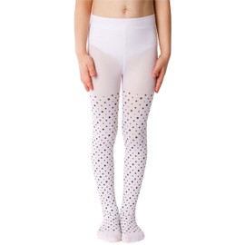 NOQ Children's Thin Tights with Beautiful Print Girls Patterned 40 Denier School Dance Ceremony Casual, Bubbles Bianco