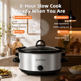 6 Quart Slow Cooker with Locking Lid, Removable Stoneware & 5 Liners