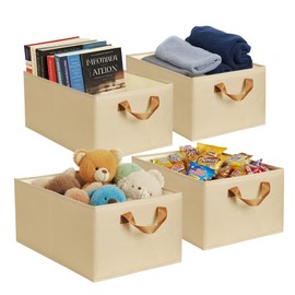 BESWILL 4 Pack Storage Bins, Foldable Storage Baskets for Shelves, Large Fabric Closet Organizers with Handles for Clothing, Toys, Books - Closet Organizers and Storage