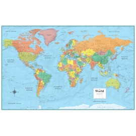 2025 World Wall Map 32" x 50" Collectors Edition with Gulf of America and Mt McKinley - Laminated