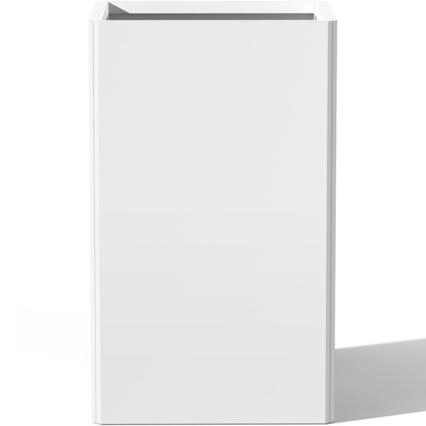 28 Inch White Metal Planter with Removable Insert Shelf-Modern Square