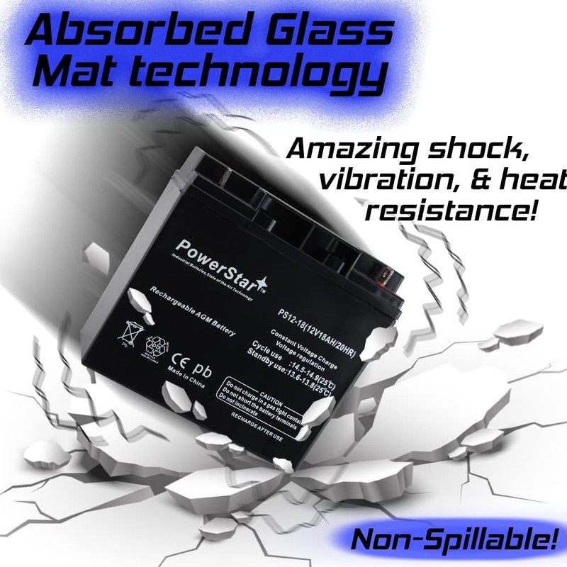 12 volt 18 Ah Rechargeable Battery by PowerStar 6FM18