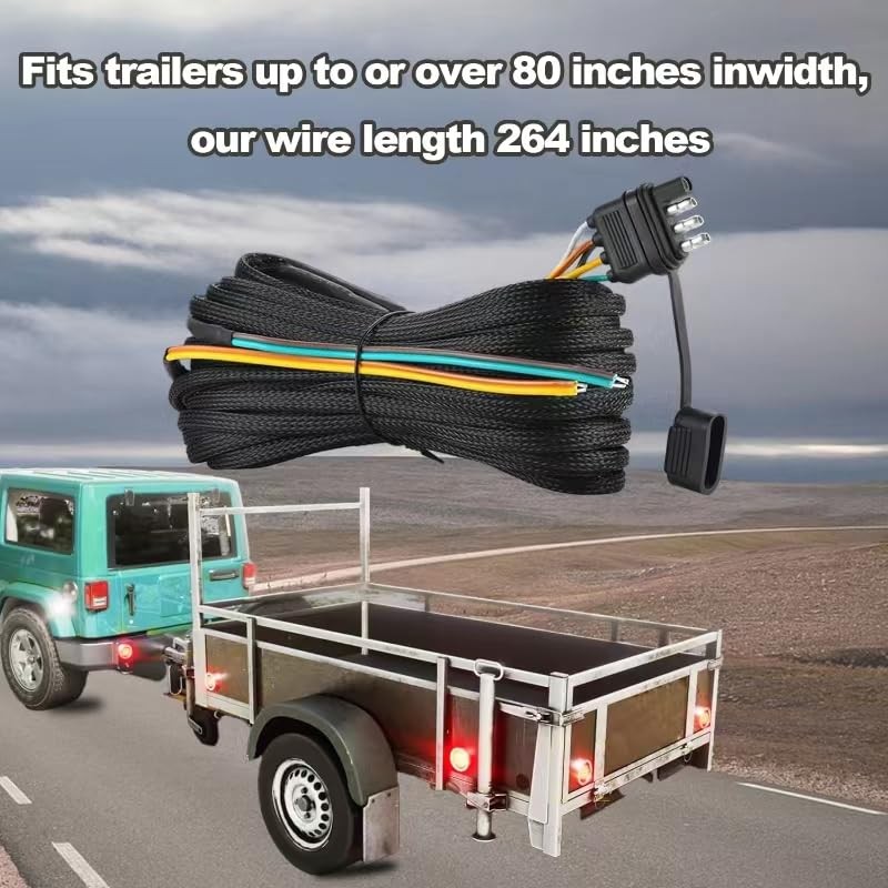 4 Pin 5 Wire Trailer Wiring Harness, 22FT Trailer Wiring
